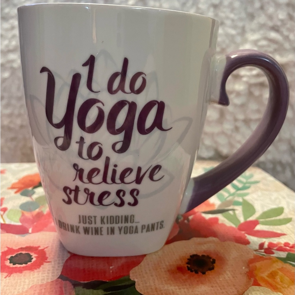 I do Yoga to relieve stress, just kidding I drink wine 🍷 in yoga pants … NEW!